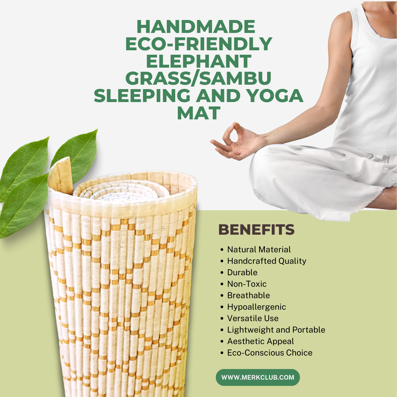 Handmade Eco-friendly Elephant grass/Sambu Sleeping and yoga mat