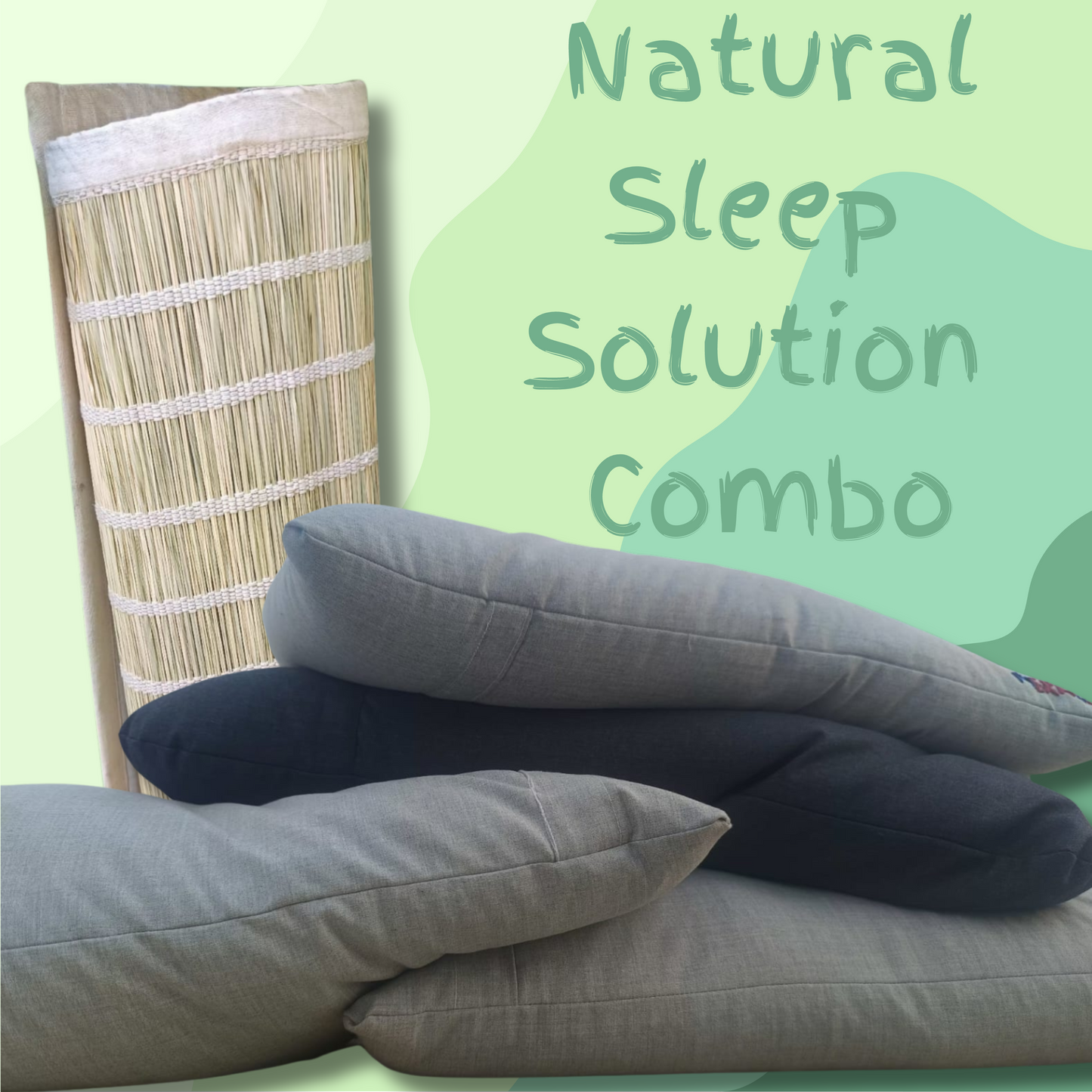 Natural Sleep Solution - Combo 1 (Buckwheat Pillow+Darbha Sleeping Mat)