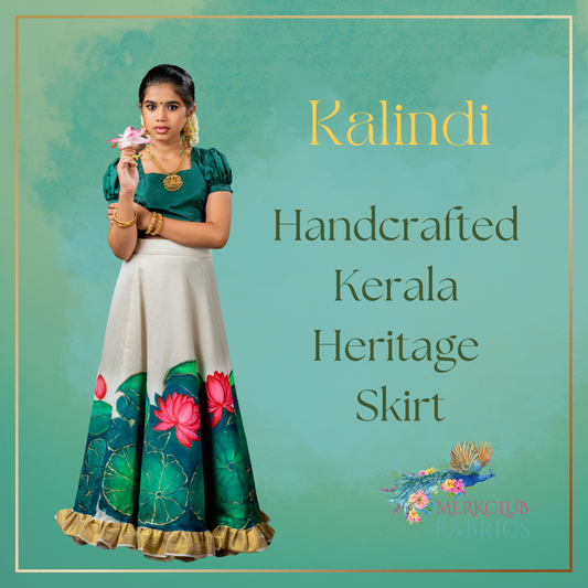 Handcrafted Kerala Heritage skirt with blouse/Saree - Kalindi