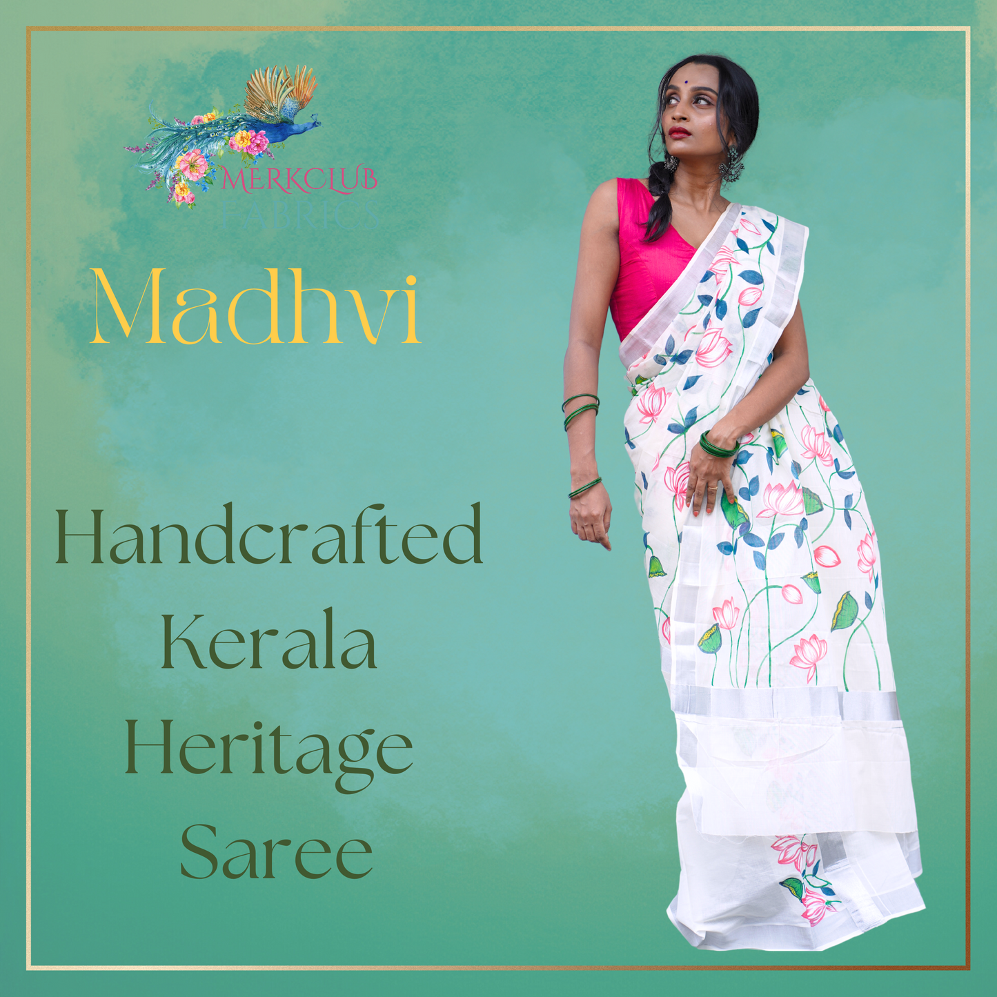 Handcrafted Kerala Heritage Saree - Madhvi