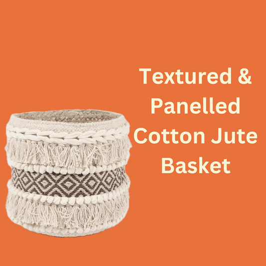 Textured & Panelled Cotton Jute Basket