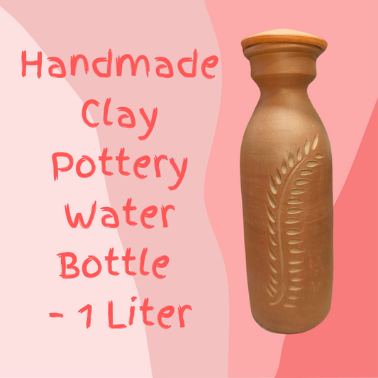 Handmade Clay Pottery Water Bottle – 1 Liter