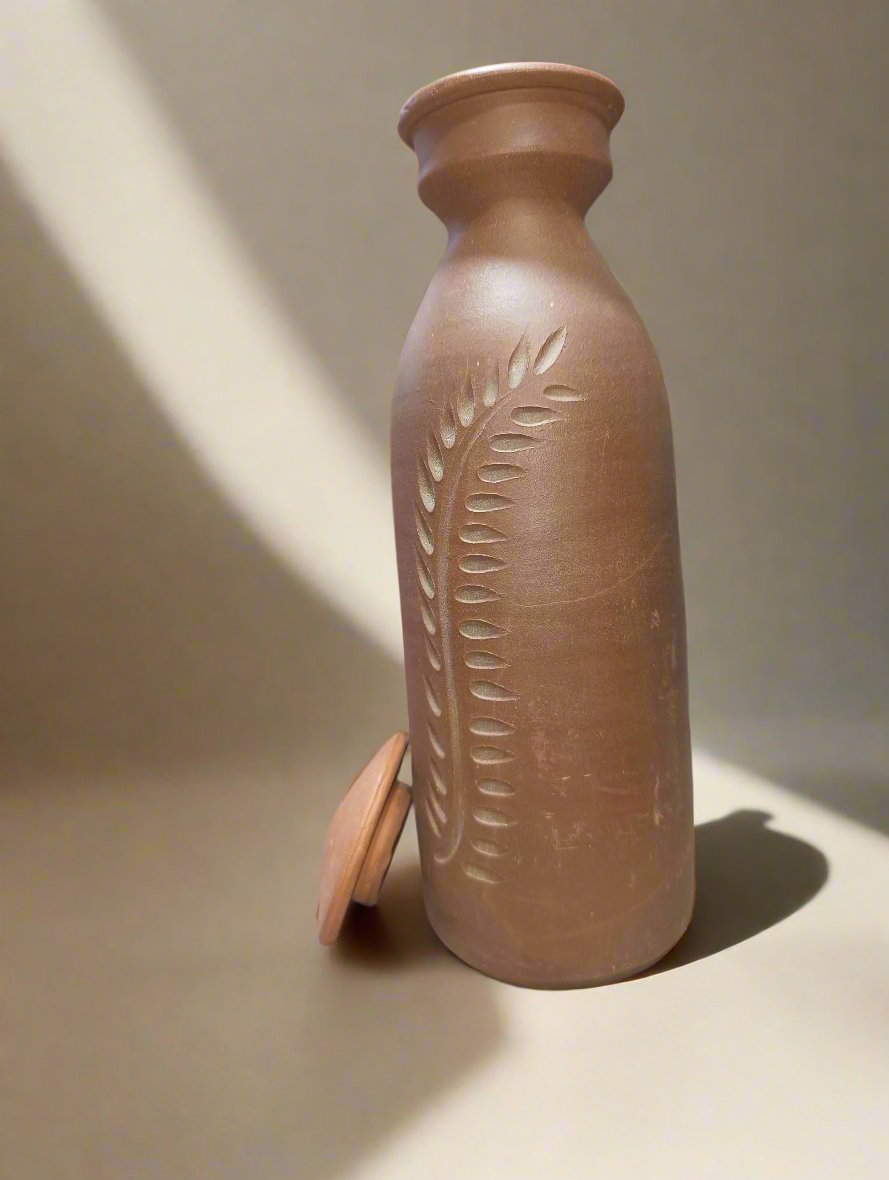 Handmade Clay Pottery Water Bottle – 1 Liter