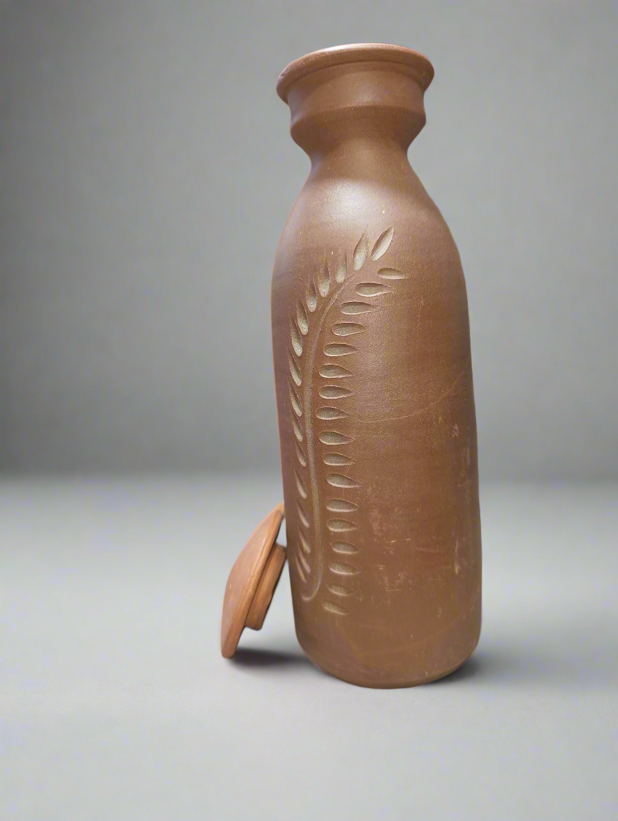Handmade Clay Pottery Water Bottle – 1 Liter