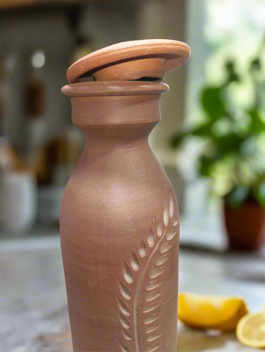 Handmade Clay Pottery Water Bottle – 1 Liter