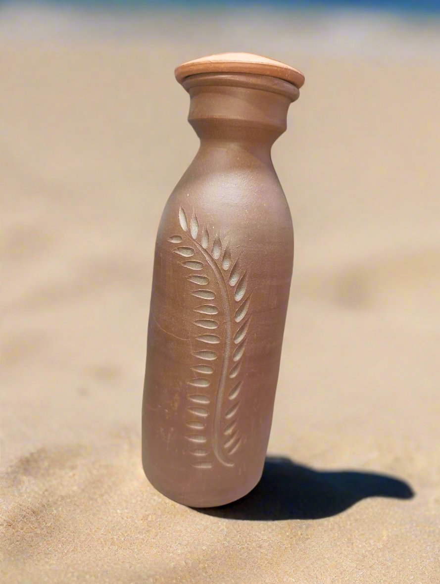 Handmade Clay Pottery Water Bottle – 1 Liter