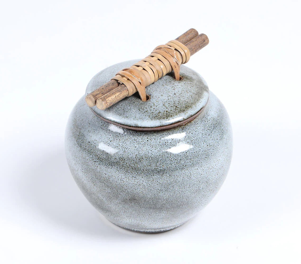Vintage speckled ceramic canister