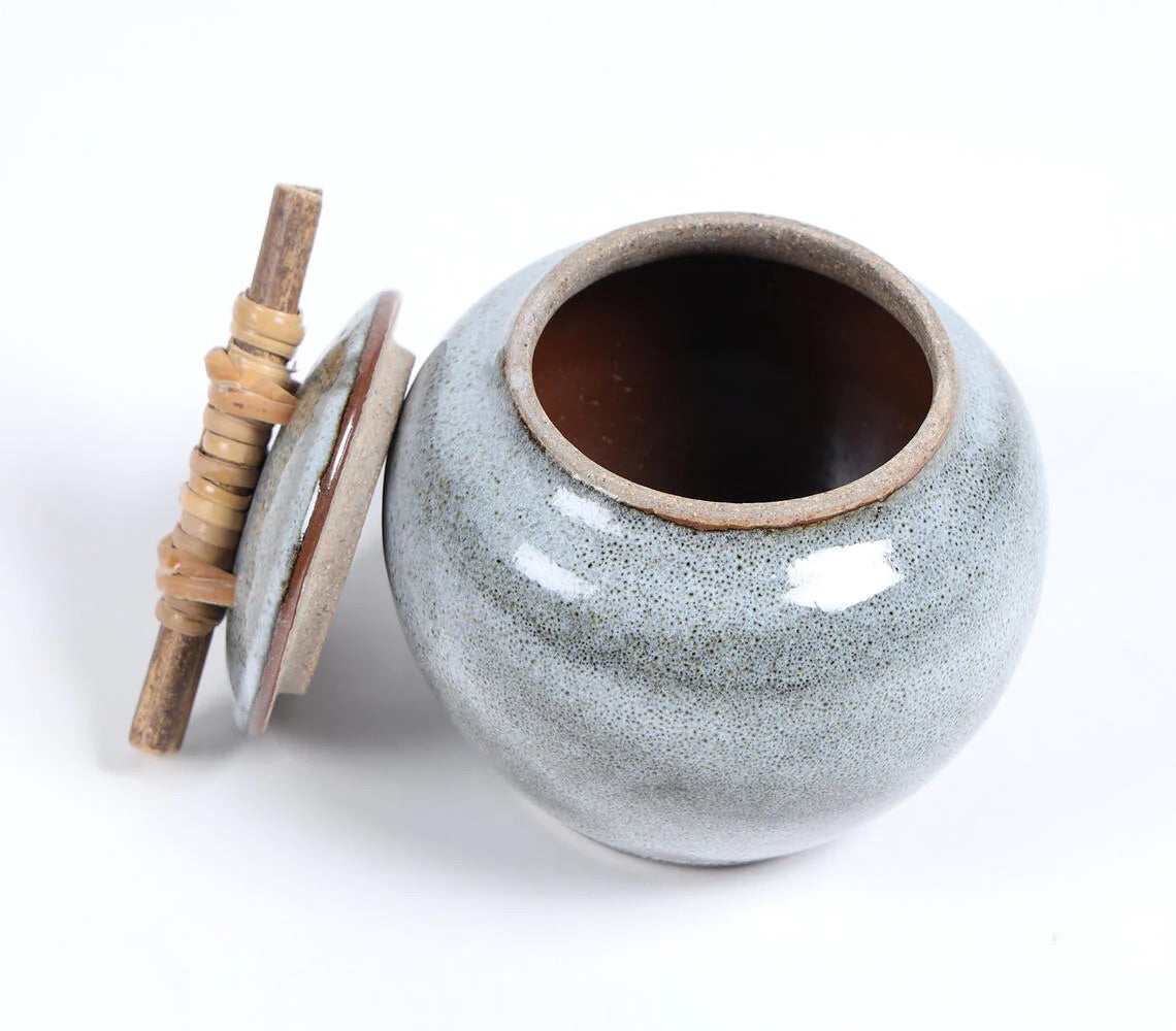 Vintage speckled ceramic canister