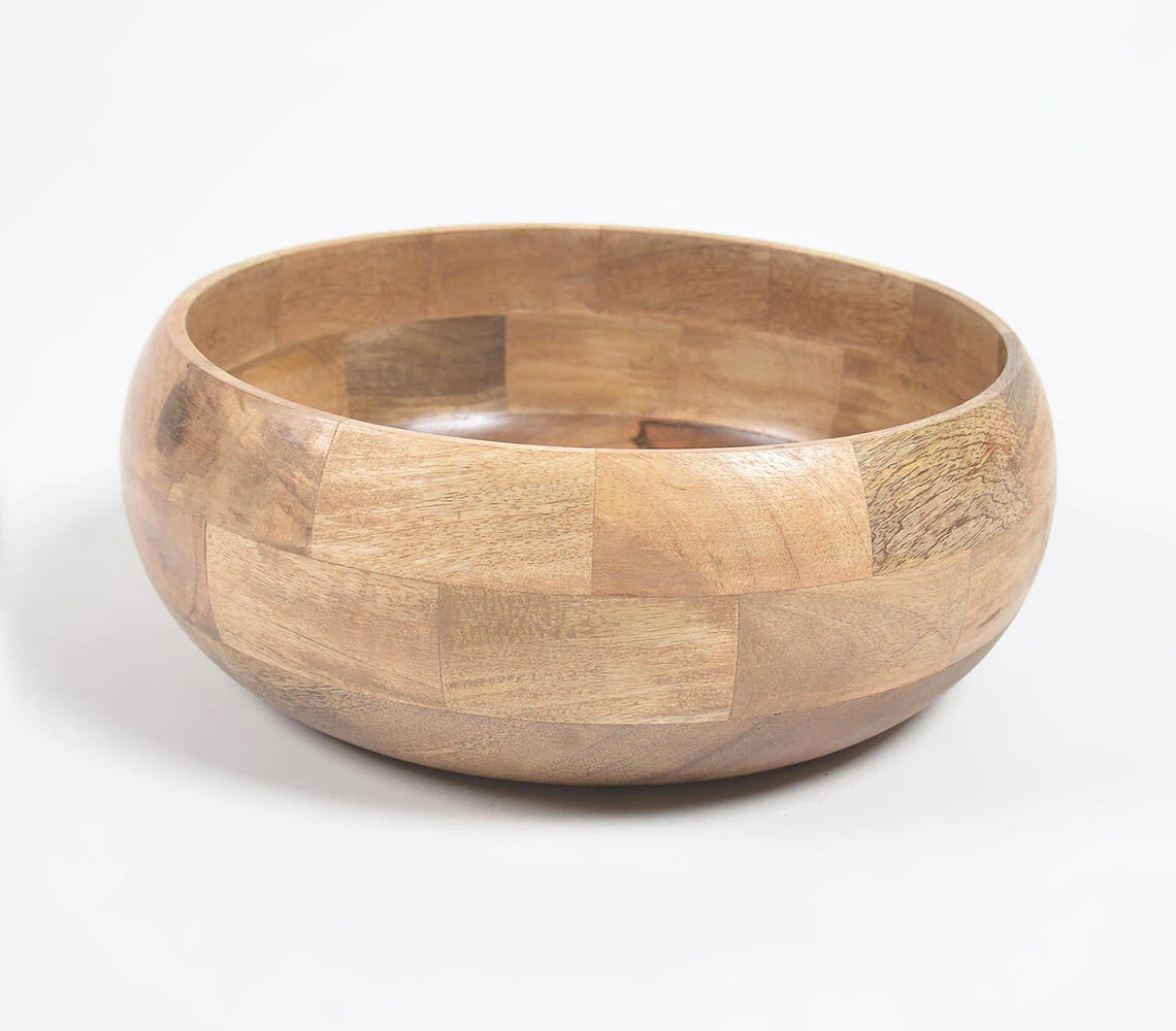 Natural wooden salad bowl