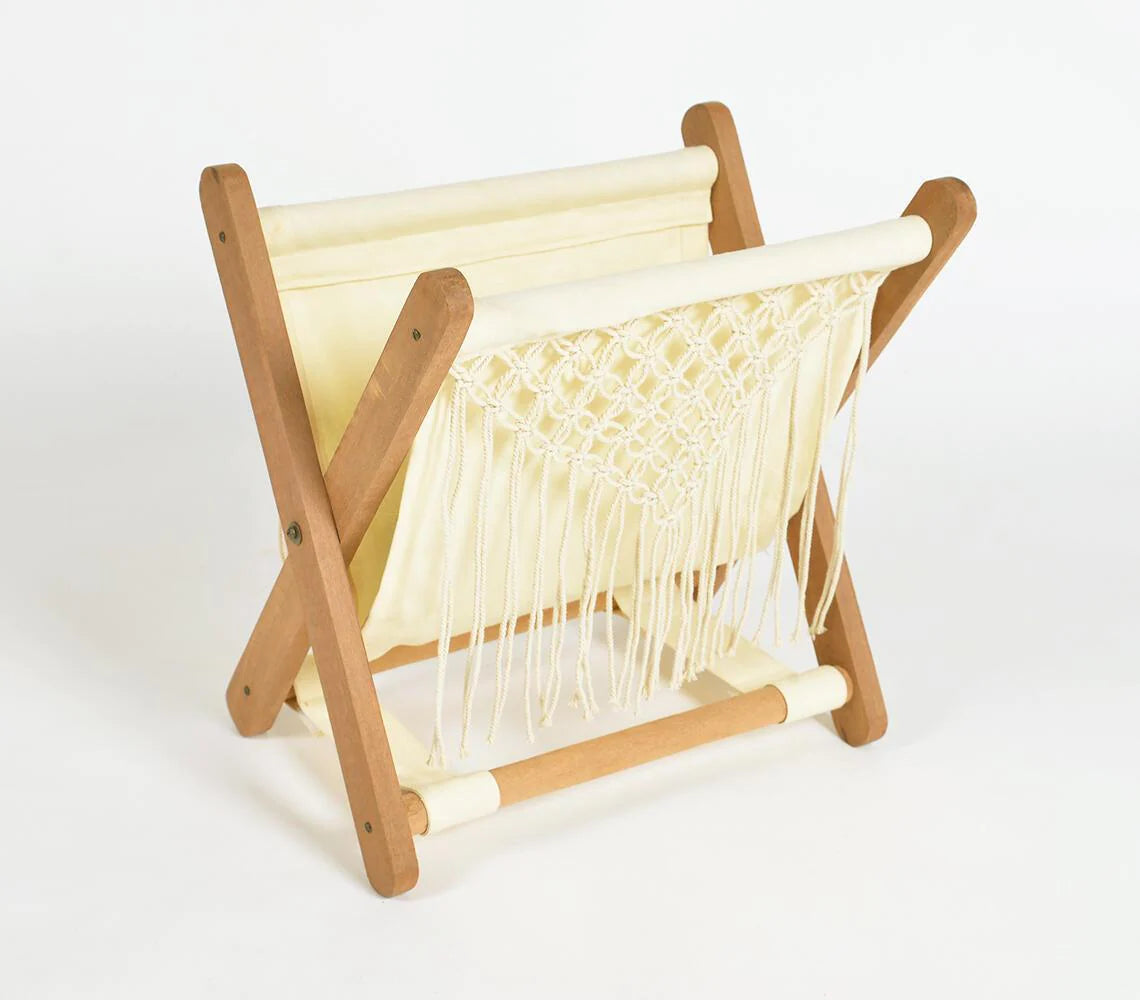 Hand Knotted Macrame Fold-able Magazine Stand