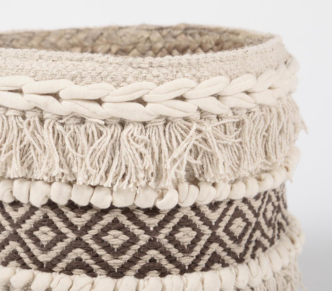 Textured & Panelled Cotton Jute Basket