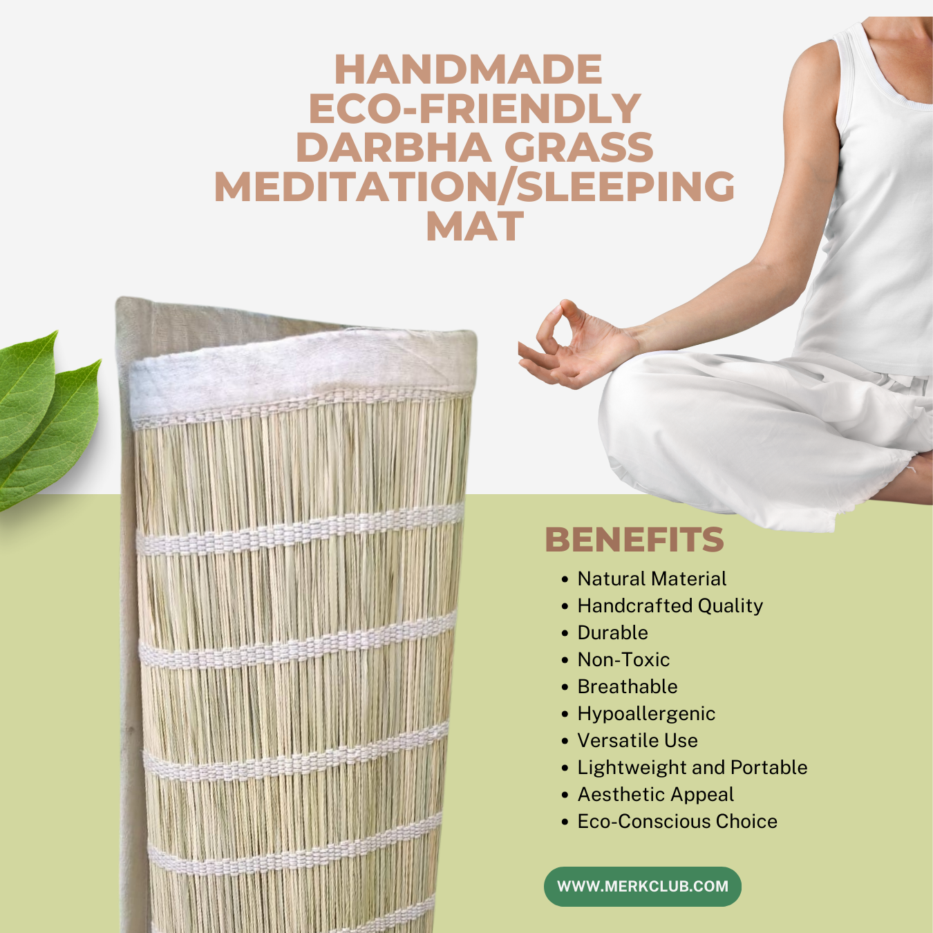 Handmade eco-friendly Darbha Grass Pooja / Meditation Mat 30x20 inches