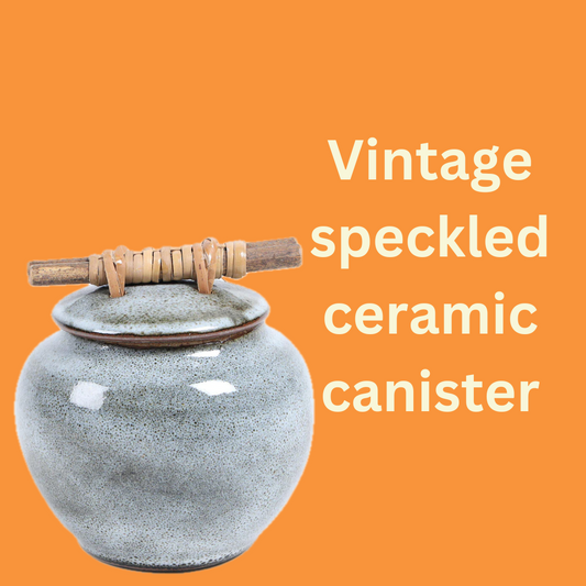 Vintage speckled ceramic canister