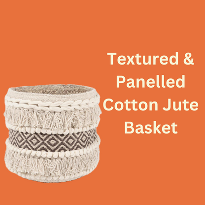 Textured & Panelled Cotton Jute Basket